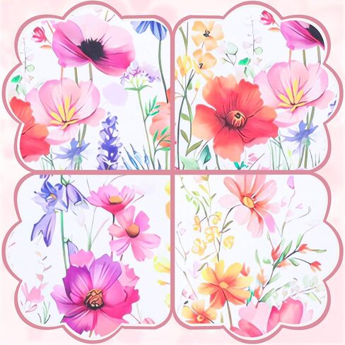 Flower Garden Window Stickers, Flower Window Clings for Glass Wildflower Grass Door Decals Lily Peony Poppy Floral Film or Glass Windows Cut Freely Floral Windows Stickers for Home Office Decor in Kuwait