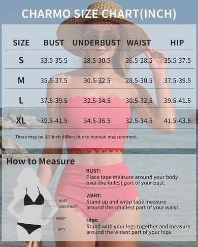 Charmo Strapless High Waisted Bikini Sets for Women Tummy Control Scallop Ribbed Bandeau Swimsuit 2026 in Kuwait