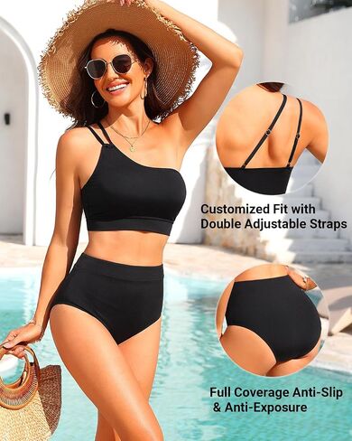Yonique Women's High Waisted Bikini - One Shoulder Two Piece Swimsuits 2026 Tummy Control Full Coverage Bathing Suits in Kuwait