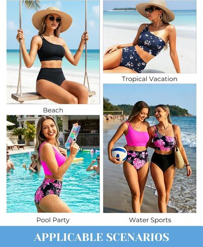 Yonique Women's High Waisted Bikini - One Shoulder Two Piece Swimsuits 2026 Tummy Control Full Coverage Bathing Suits in Kuwait