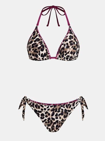 CUPSHE Women's Bikini Set V Neck Two Piece Swimsuit Halter Self Tie Stitching Bathing Suit in Kuwait