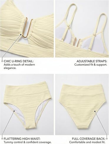 Womens High Waisted Bikini Set Tummy Control Crisscross Bathing Suit Summer Beach Swimwear Nylon Blend in Kuwait