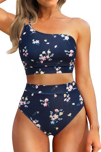 Yonique Women's High Waisted Bikini - One Shoulder Two Piece Swimsuits 2026 Tummy Control Full Coverage Bathing Suits in Kuwait