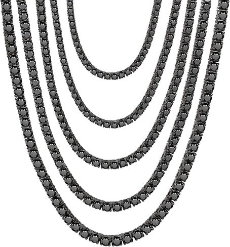3mm 4mm 5mm Black Moissanite Cuban Link Chain, Stainless Steel Iced Out Tennis Necklace for Men Women, Round Cut Hip Hop Miami Bling Gift in Saudi Arabia