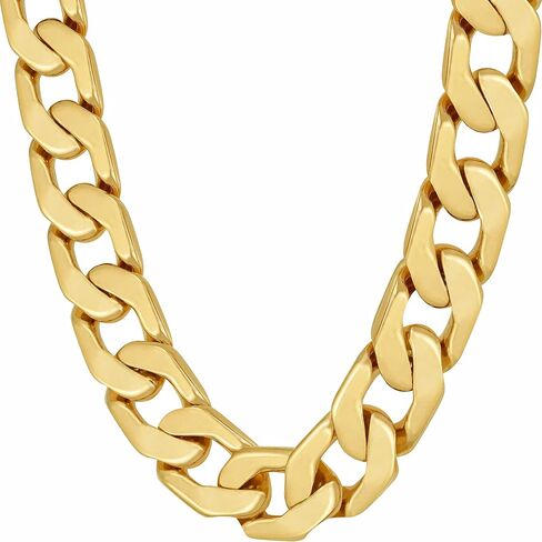 LIFETIME JEWELRY Miami Gold Cuban Link Chain for Men – 11.5mm Flat Cuban Necklace – 24k Real Gold Plated Mens Gold Chain Necklace – Made in USA with Lifetime Replacement in Kuwait