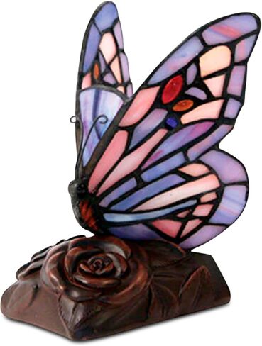 OneWorld Memorials Tiffany Style Butterfly Lamp, Butterfly Stained Glass Lamp, Memorial Keepsake for Loved Ones - Extra Small - Purple Cremation Keepsake Urn for Ashes in Saudi Arabia