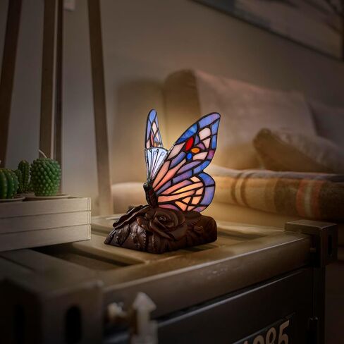 OneWorld Memorials Tiffany Style Butterfly Lamp, Butterfly Stained Glass Lamp, Memorial Keepsake for Loved Ones - Extra Small - Purple Cremation Keepsake Urn for Ashes in Saudi Arabia