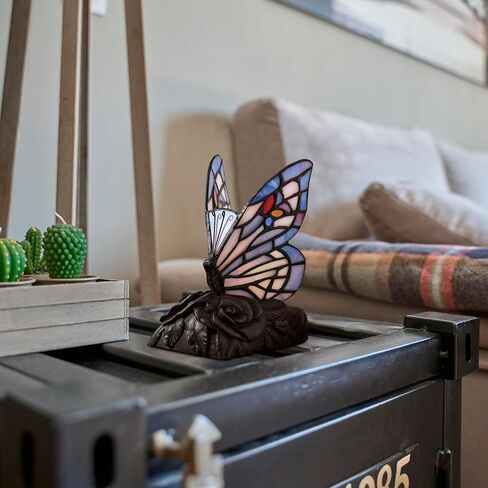 OneWorld Memorials Tiffany Style Butterfly Lamp, Butterfly Stained Glass Lamp, Memorial Keepsake for Loved Ones - Extra Small - Purple Cremation Keepsake Urn for Ashes in Saudi Arabia