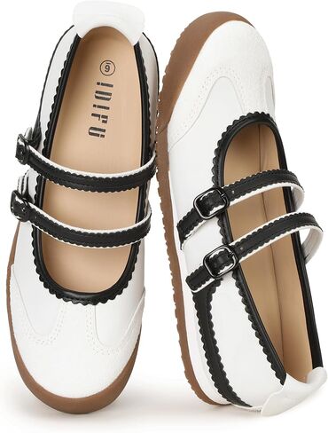 IDIFU Mary Jane Fashion Sneakers for Women Ballet Comfortable Shoes Trendy Slip On Flats Lightweight Non-Slip Casual Sneakers Shoes with Elastic Straps in Kuwait
