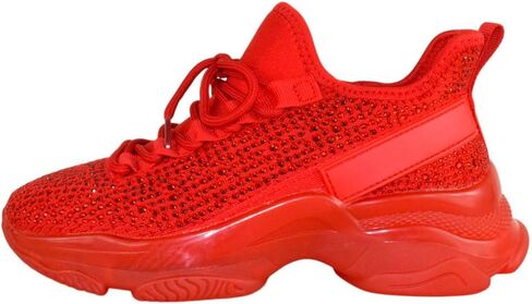 Berness Women’s Rhinestone Chunky Sneakers – Platform Lace-Up Fashion Walking Shoes, Sparkle Casual Sneakers Freya in Kuwait