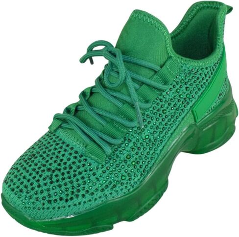 Berness Women’s Rhinestone Chunky Sneakers – Platform Lace-Up Fashion Walking Shoes, Sparkle Casual Sneakers Freya in Kuwait
