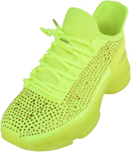 Berness Women’s Rhinestone Chunky Sneakers – Platform Lace-Up Fashion Walking Shoes, Sparkle Casual Sneakers Freya in Kuwait