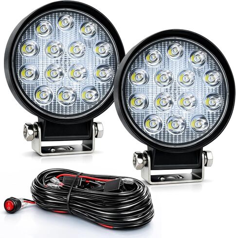 Zmoon Led Round Light Bar 2PCS 4.5" 140w 14000LM Flood Light Pod Off Road Fog Driving Roof Bar Bumper for Jeep,SUV Truck, Hunters in Kuwait
