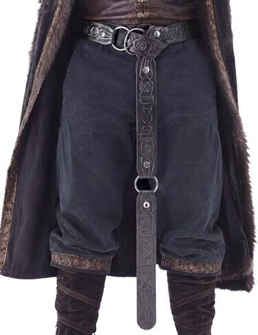 Medieval Renaissance Leather Belt - Vintage Fantasy Leather Waist Belts for LARP Viking Knight Costume Accessory in Kuwait