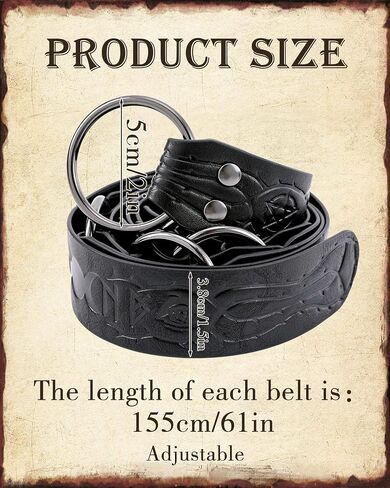 Medieval Renaissance Leather Belt - Vintage Fantasy Leather Waist Belts for LARP Viking Knight Costume Accessory in Kuwait