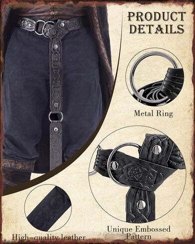 Medieval Renaissance Leather Belt - Vintage Fantasy Leather Waist Belts for LARP Viking Knight Costume Accessory in Kuwait