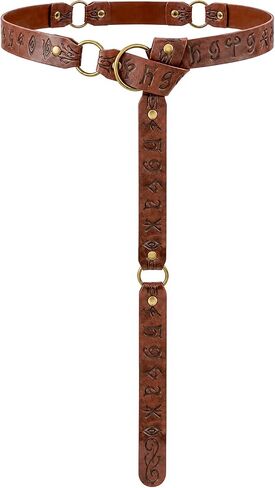 Medieval Renaissance Leather Belt - Vintage Fantasy Leather Waist Belts for LARP Viking Knight Costume Accessory in Kuwait