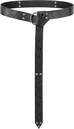 Medieval Renaissance Leather Belt - Vintage Fantasy Leather Waist Belts for LARP Viking Knight Costume Accessory in Kuwait