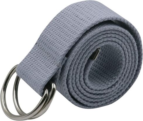 AIBEARTY Canvas Web Double D Ring Plaid Belt Silver Buckle Long Waistband for Women Men Teens in Kuwait