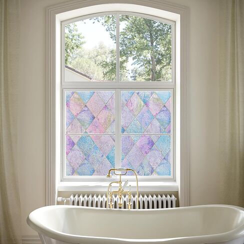 LaCheery 23.6"x78.7" Window Privacy Film Static Cling Stained Glass Window Film Decorative Colorful Privacy Sticker Removable UV Blocking Vinyl Films for Bathroom Glass Windows Doors Cars Home Decals in Saudi Arabia
