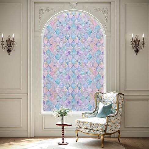 LaCheery 23.6"x78.7" Window Privacy Film Static Cling Stained Glass Window Film Decorative Colorful Privacy Sticker Removable UV Blocking Vinyl Films for Bathroom Glass Windows Doors Cars Home Decals in Saudi Arabia