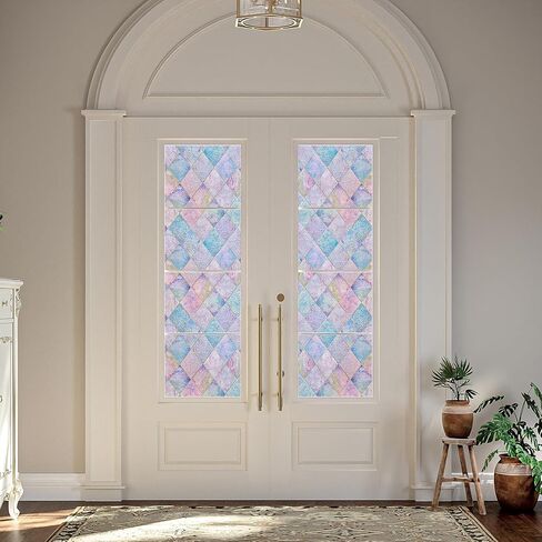 LaCheery 23.6"x78.7" Window Privacy Film Static Cling Stained Glass Window Film Decorative Colorful Privacy Sticker Removable UV Blocking Vinyl Films for Bathroom Glass Windows Doors Cars Home Decals in Saudi Arabia