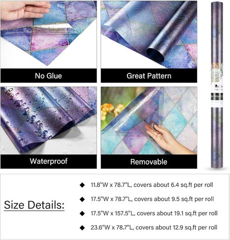 LaCheery 23.6"x78.7" Window Privacy Film Static Cling Stained Glass Window Film Decorative Colorful Privacy Sticker Removable UV Blocking Vinyl Films for Bathroom Glass Windows Doors Cars Home Decals in Saudi Arabia