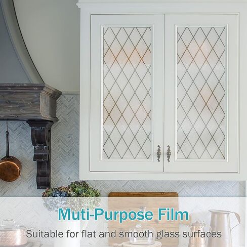VELIMAX Lattice Frosted Window Film Window Privacy Film Static Cling Window Vinyl Opaque Glass Sticker Non Adhesive Anti-UV 17.7x157.4 inches in Saudi Arabia