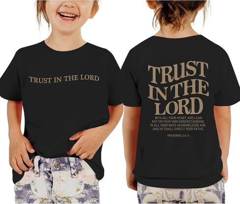 Trust in The Lord Shirt for Girls Jesus Shirts Kids Christian Graphic Tees Cute God Bible Verse Faith Tshirts Tops in Saudi Arabia