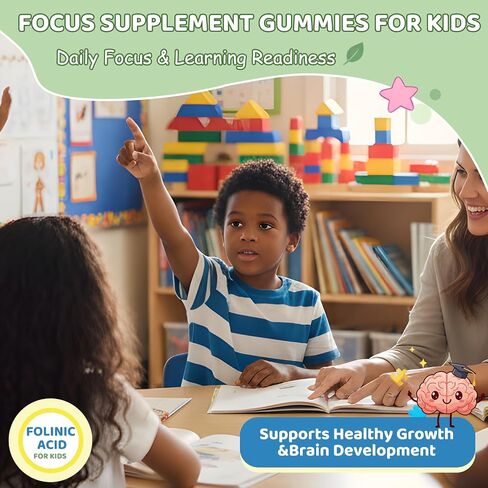 ABYSSUS Kids Folinic Acid Gummies with Active B6 (P5P) & Methyl B12 - Brain, Focus, Energy & Healthy Growth Support, Folate Methylation Supplement, Sugar-Free, Non-GMO, 60 Gummies in Saudi Arabia