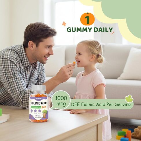 ABYSSUS Kids Folinic Acid Gummies with Active B6 (P5P) & Methyl B12 - Brain, Focus, Energy & Healthy Growth Support, Folate Methylation Supplement, Sugar-Free, Non-GMO, 60 Gummies in Saudi Arabia