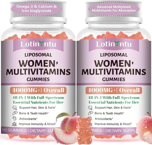 2 Pack 48-in-1 Liposomal 4000MG Overall Womens Multivitamin Gummies Supplement, Multivitamin for Women, Biotin, Iron, Collagen Peptides, Vitamins A C D, B Complex, Antioxidants, Immune Support in Kuwait