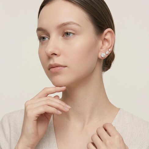 ToHeart 5 Pairs Cubic Zirconia Stud Earrings Set, Hypoallergenic 316L Earrings Stainless Steel CZ Earrings for Women in Kuwait