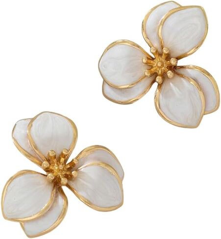 Gold Flower Dripping Oil Statement Earrings Vintage Unique Enamel Floral Studs Earring Elegant Geometric Summer Boho Floral Jewelry for Women in Saudi Arabia