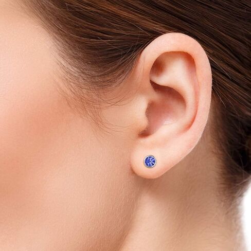Tanzanite Bezel Set Solitaire Stud Earrings 0.95 ctw 14K White Gold in Saudi Arabia