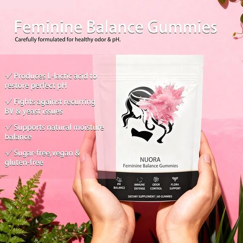 Feminine Balance Gummies, Vegan Hawaiian Pineapple, pH Balance, Healthy Odor, Flora and Immune Support, Vaginal Health Support, 60 Count in Kuwait