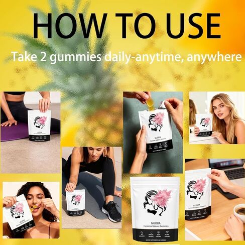 Feminine Balance Gummies, Vegan Hawaiian Pineapple, pH Balance, Healthy Odor, Flora and Immune Support, Vaginal Health Support, 60 Count in Kuwait