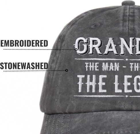 Grandad Gifts Embroidered Cap, Funny Grandpa Gifts for Men, Adjustable Hat Gifts Accessory for Birthday & Christmas Grey in Kuwait
