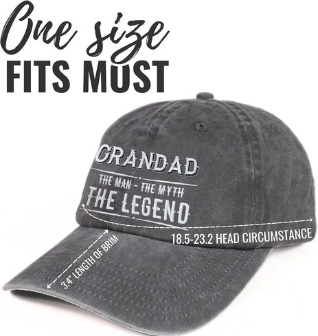 Grandad Gifts Embroidered Cap, Funny Grandpa Gifts for Men, Adjustable Hat Gifts Accessory for Birthday & Christmas Grey in Kuwait