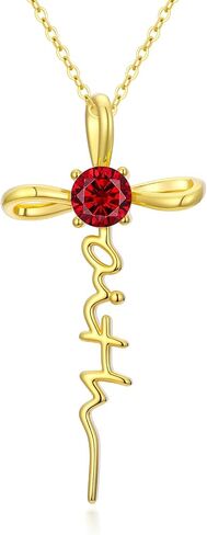 Gold Birthstone Faith Cross Infinity Necklace 14K Gold Religious Cross Pendant Necklaces with Birthstone Jewelry Christian Faith Mothers Day Gifts for Mom Wife Daughter in Kuwait