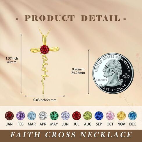 Gold Birthstone Faith Cross Infinity Necklace 14K Gold Religious Cross Pendant Necklaces with Birthstone Jewelry Christian Faith Mothers Day Gifts for Mom Wife Daughter in Kuwait