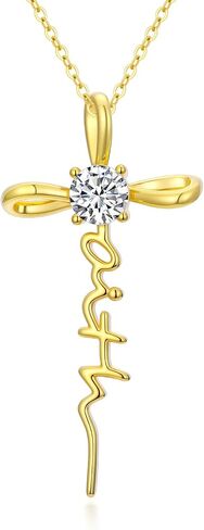 Gold Birthstone Faith Cross Infinity Necklace 14K Gold Religious Cross Pendant Necklaces with Birthstone Jewelry Christian Faith Mothers Day Gifts for Mom Wife Daughter in Kuwait