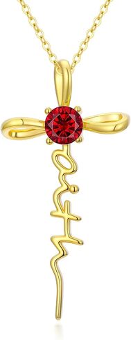 Gold Birthstone Faith Cross Infinity Necklace 14K Gold Religious Cross Pendant Necklaces with Birthstone Jewelry Christian Faith Mothers Day Gifts for Mom Wife Daughter in Kuwait
