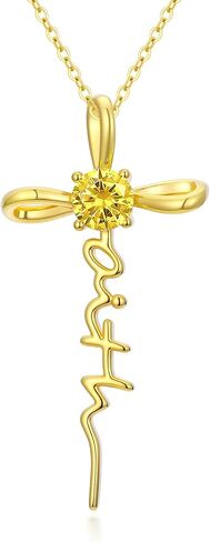 Gold Birthstone Faith Cross Infinity Necklace 14K Gold Religious Cross Pendant Necklaces with Birthstone Jewelry Christian Faith Mothers Day Gifts for Mom Wife Daughter in Kuwait