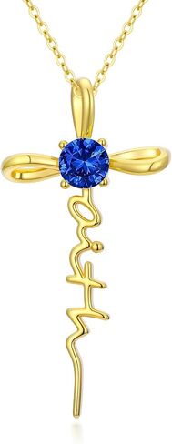 Gold Birthstone Faith Cross Infinity Necklace 14K Gold Religious Cross Pendant Necklaces with Birthstone Jewelry Christian Faith Mothers Day Gifts for Mom Wife Daughter in Kuwait