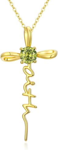 Gold Birthstone Faith Cross Infinity Necklace 14K Gold Religious Cross Pendant Necklaces with Birthstone Jewelry Christian Faith Mothers Day Gifts for Mom Wife Daughter in Kuwait