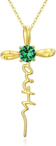 Gold Birthstone Faith Cross Infinity Necklace 14K Gold Religious Cross Pendant Necklaces with Birthstone Jewelry Christian Faith Mothers Day Gifts for Mom Wife Daughter in Kuwait