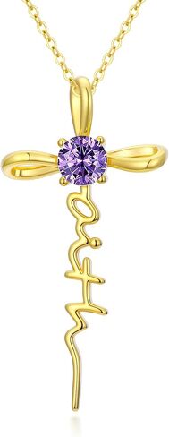 Gold Birthstone Faith Cross Infinity Necklace 14K Gold Religious Cross Pendant Necklaces with Birthstone Jewelry Christian Faith Mothers Day Gifts for Mom Wife Daughter in Kuwait