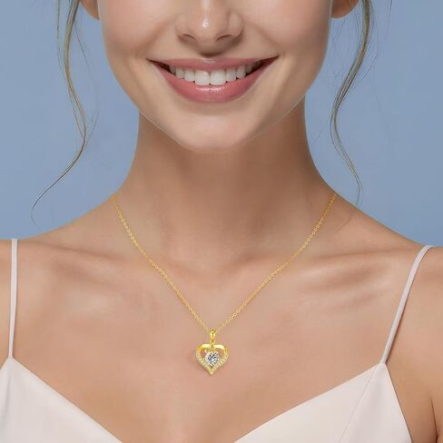 CDE 18K Gold Plated Initial Love Heart 2 Carat Moissanite Necklaces for Women 925 Sterling Silver Jewelry Christmas Anniversary Birthday Present Gifts for Wife Lady Girlfriend Her in Saudi Arabia