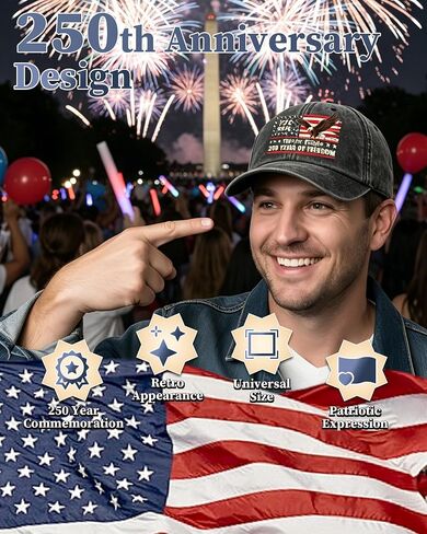 250 Year American Anniversary Hat - Adjustable Grey 250 Anniversary USA Hat with Eagle Liberty Bell Statue of Liberty Baseball Cap for Men Women Patriotic in Saudi Arabia